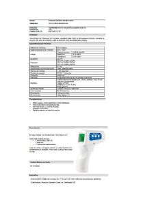 Ficha técnica del termómetro sin contacto